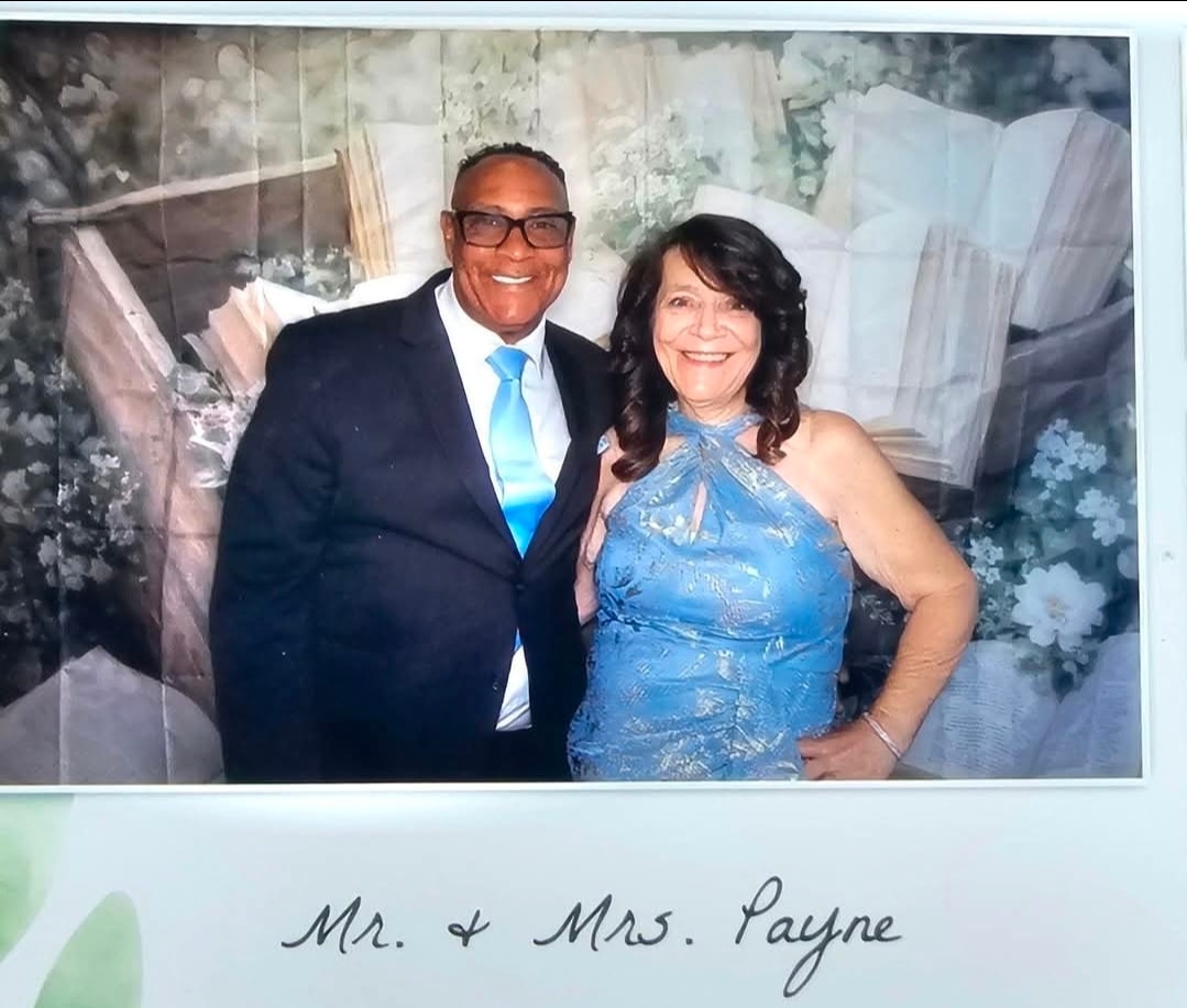 Mr. and Mrs. Payne at a wedding event