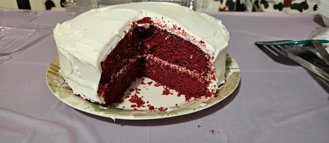 Homemade Red Velvet Cake with cream cheese frosting